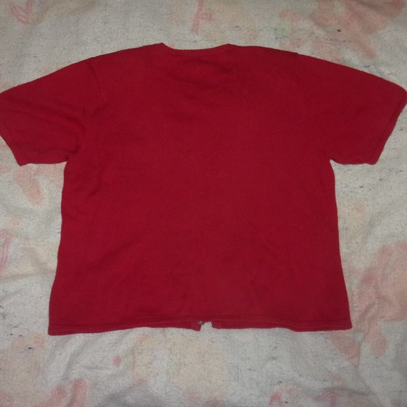 Alfred Dunner Women's Red Flower Embroidered Padded Cardigan Sweater Size Large - Picture 9 of 13